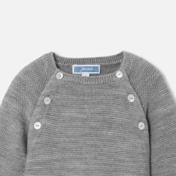 Combinaison bébé en laine mérinos - gris chine clair jacadi