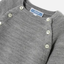 Combinaison bébé en laine mérinos - gris chine clair jacadi