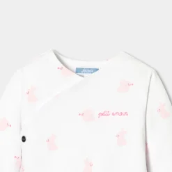 Combinaison bébé fille en jersey - blanc/rose