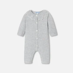 Combinaison bébé fille en point mousse - gris chine clair jacadi