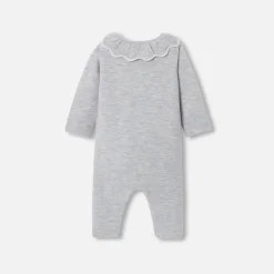 Combinaison bébé fille en point mousse - gris chine clair jacadi