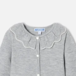 Combinaison bébé fille en point mousse - gris chine clair jacadi