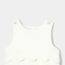 Combinaison bébé fille en velours côtelé - blanc doux jacadi