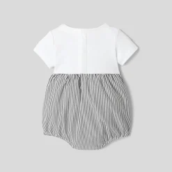 Combinaison bébé garçon bi-matière - blanc/gris