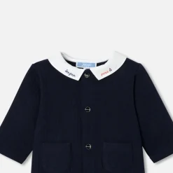 Combinaison bébé garçon en jersey quilté - marine clair