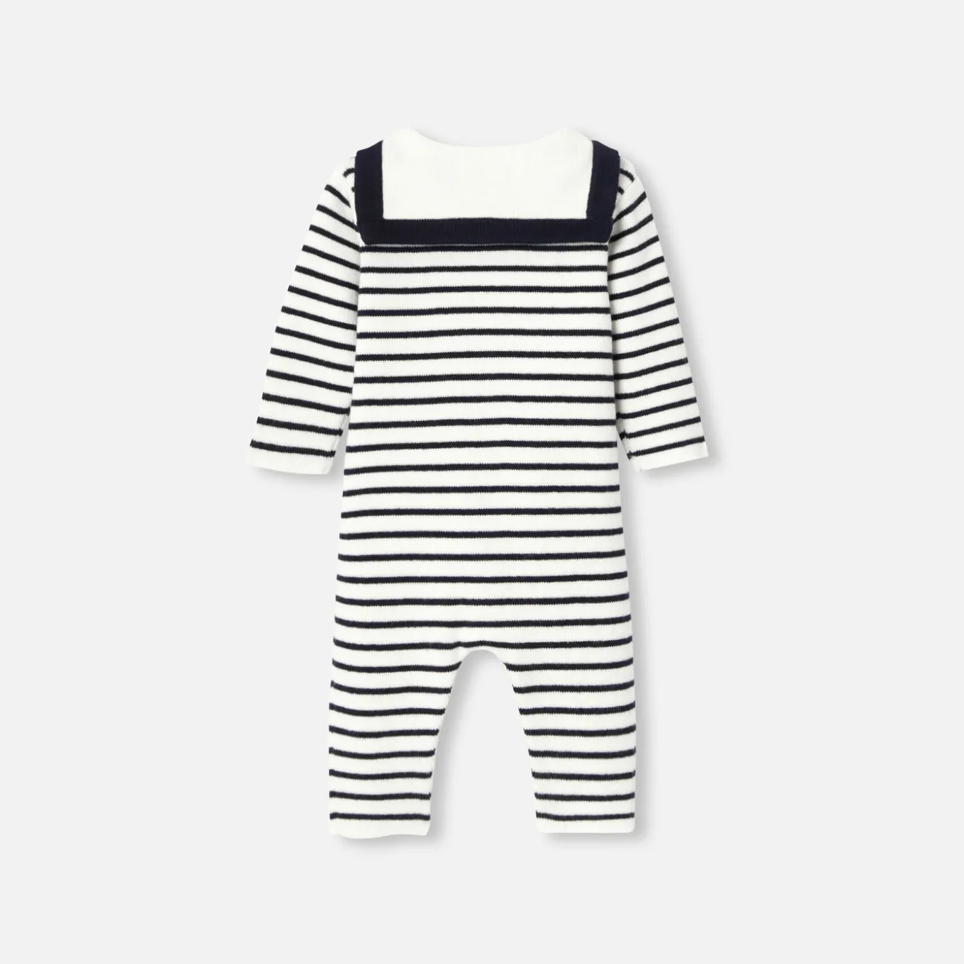 Combinaison bébé garçon en tricot - marine/blanc