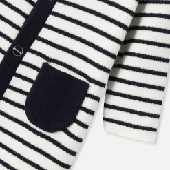 Combinaison bébé garçon en tricot - marine/blanc