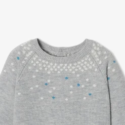 Combinaison bébé garçon en tricot - gris chine clair jacadi