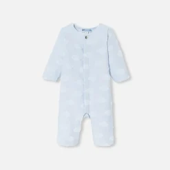 Combinaison bébé garçon motif nuage - bleu pale