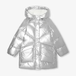 Doudoune longue enfant fille - argent