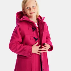 Duffle-coat enfant fille en laine - rose grenadine