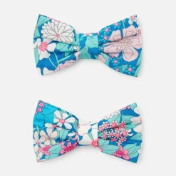 Duo de barettes enfant fille en tissu Liberty - rose/vert