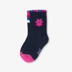 Duo de chaussettes bébé fille - marine/rose