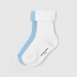 Duo de chaussettes bébé garçon - blanc/bleu