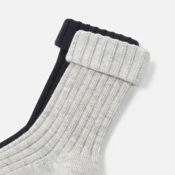 Duo de chaussettes bébé garçon - marine/gris