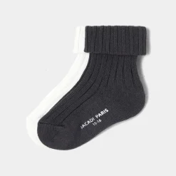 Duo de chaussettes bébé garçon - blanc/gris
