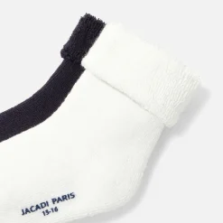 Duo de chaussettes bouclette bébé - blanc/marine