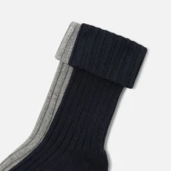 Duo de chaussettes enfant garçon - marine/gris