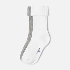 Duo de chaussettes enfant garçon - blanc/gris