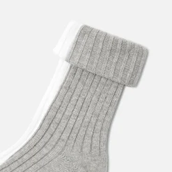 Duo de chaussettes enfant garçon - blanc/gris