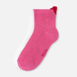 Duo de chaussettes enfant fille - rose/blanc