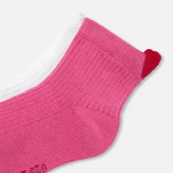 Duo de chaussettes enfant fille - rose/blanc