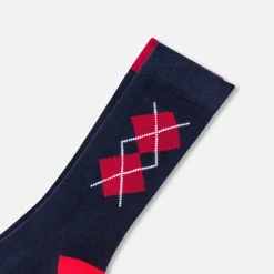 Duo de chaussettes hautes enfant garçon - marine/rouge