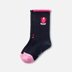 Duo de chaussettes hautes bébé fille - marine/multicolore