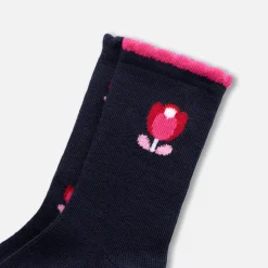 Duo de chaussettes hautes bébé fille - marine/multicolore