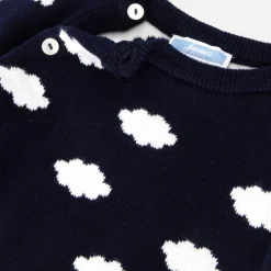 Ensemble bébé en tricot jersey - marine/ecru