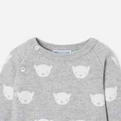 Ensemble bébé en tricot jersey - gris/ecru