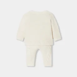 Ensemble bébé en tricot torsadé - blanc doux jacadi