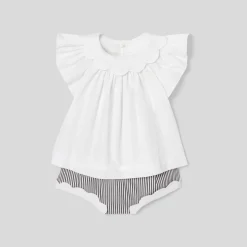 Ensemble bébé fille à culotte rayée - blanc/gris