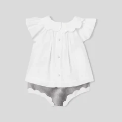 Ensemble bébé fille à culotte rayée - blanc/gris