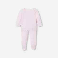Ensemble bébé fille en point mousse - rose pale jacadi