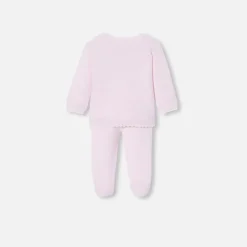 Ensemble bébé fille en point mousse - rose pale jacadi