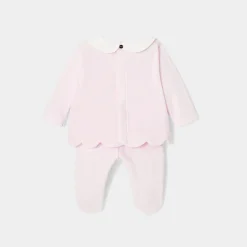 Ensemble bébé fille en velours - rose pale jacadi