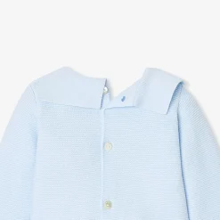 Ensemble bébé garçon en point mousse - bleu pale