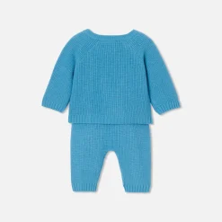 Ensemble bébé garçon en tricot - bleu de prusse