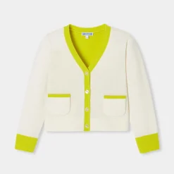 Gilet enfant fille color block - blanc doux/multicolore