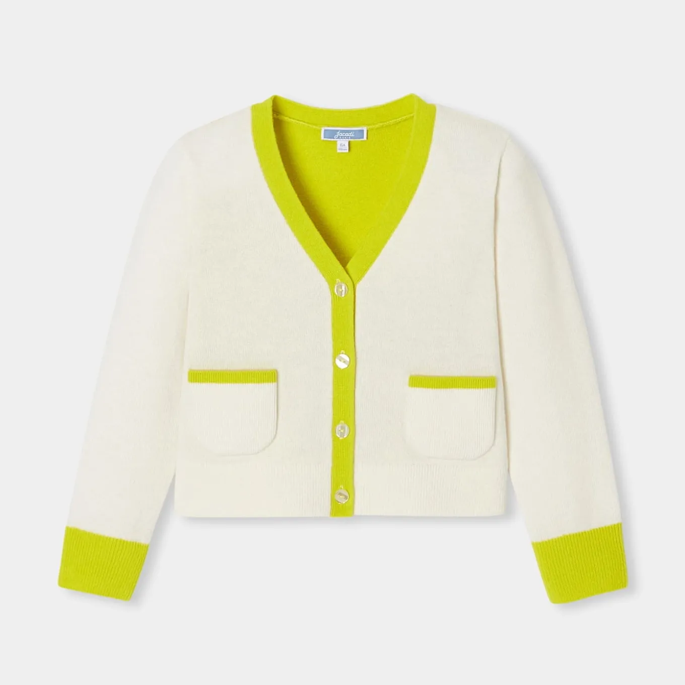 Gilet enfant fille color block - blanc doux/multicolore