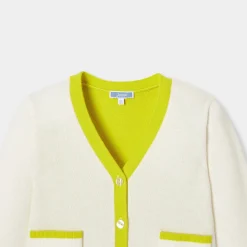 Gilet enfant fille color block - blanc doux/multicolore