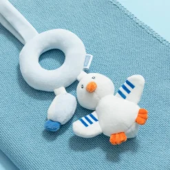 Hochet mouette et poisson - blanc/bleu