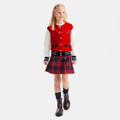 Jupe enfant fille en maxi vichy - marine/rouge
