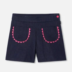 Jupe-short enfant fille - denim fonce