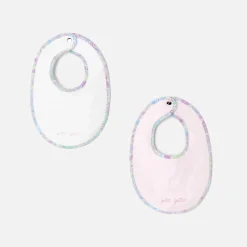 Lot de 2 bavoirs en coton éponge - blanc/multicolore