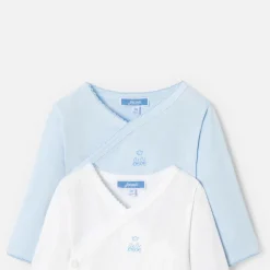 Lot de 2 bodies manches longues bébé garçon - blanc/bleu
