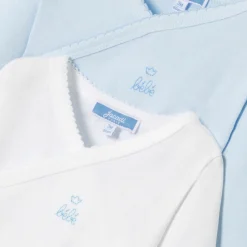 Lot de 2 bodies manches longues bébé garçon - blanc/bleu