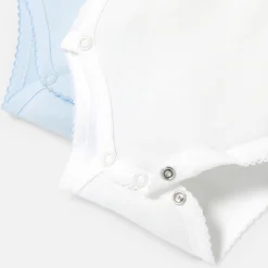 Lot de 2 bodies manches longues bébé garçon - blanc/bleu