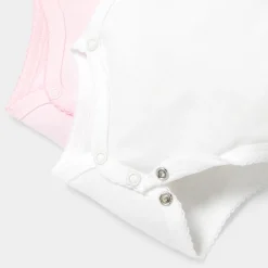 Lot de 2 bodies manches longues bébé fille - rose/blanc